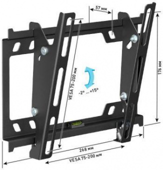 Кронштейн для телевизора Holder T2627-B черный 22"-40" макс.25кг настенный наклон от магазина РЭССИ