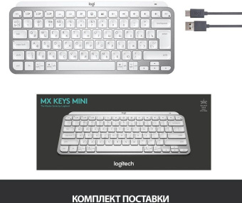Клавиатура Logitech MX Keys Mini серебристый/белый USB беспроводная BT/Radio LED (920-010499) от магазина РЭССИ