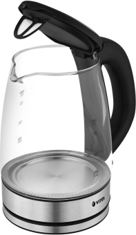 Чайник электрический Vitek VT-1180 1.7л. 2200Вт серебристый/черный корпус: стекло/пластик от магазина РЭССИ