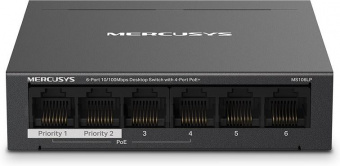 Коммутатор Mercusys MS106LP 6x100Mb 4PoE+ 40W неуправляемый от магазина РЭССИ