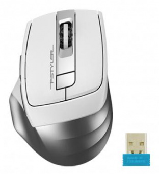 Мышь A4Tech Fstyler FB35 белый/серый оптическая (2000dpi) беспроводная BT/Radio USB для ноутбука (6but) от магазина РЭССИ