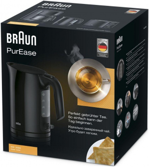 Чайник электрический Braun WK3000BK 1л. 2200Вт черный (корпус: пластик) от магазина РЭССИ