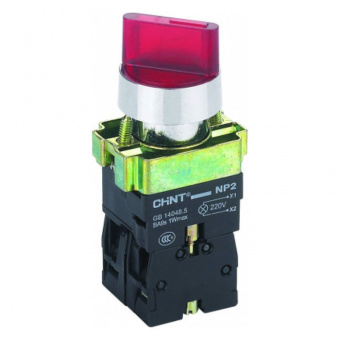 Переключатель NP2-BK1хххх (2461 1NO Красный AC 230V 2 положения с фиксацией 574697) от магазина РЭССИ