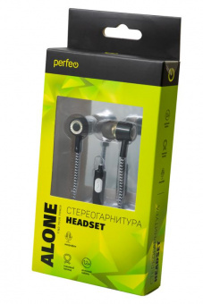 Наушники PERFEO ALONE PF_A4479 c микрофоном, тканевый провод, черно-серые BL1 от магазина РЭССИ