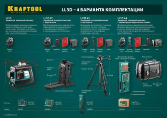 Нивелир лазерн. Kraftool 34640-4 цв.луч. красный 3луч. от магазина РЭССИ