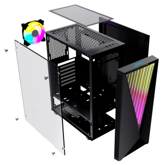 Корпус GMNG GG-CC100 черный без БП ATX 5x120mm 2xUSB2.0 1xUSB3.0 audio bott PSU от магазина РЭССИ