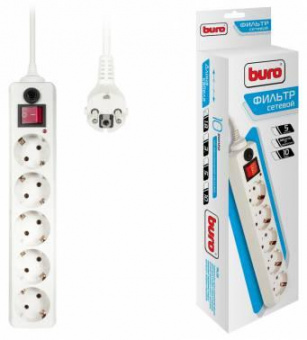 Сетевой фильтр Buro 500SH-1.8-W 1.8м (5 розеток) белый (коробка) от магазина РЭССИ