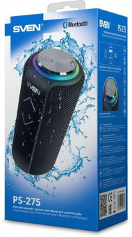 Колонка порт. Sven АС PS-275 черный 12W 1.0 BT/3.5Jack 10м 2400mAh (SV-020866) от магазина РЭССИ