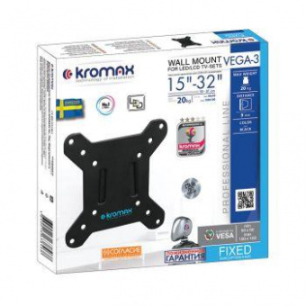 Кронштейн для телевизора Kromax VEGA-3 new черный 15"-32" макс.20кг настенный фиксированный от магазина РЭССИ