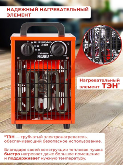 Тепловая пушка электрическая Ресанта ТЭП-3000Н 3000Вт красный от магазина РЭССИ