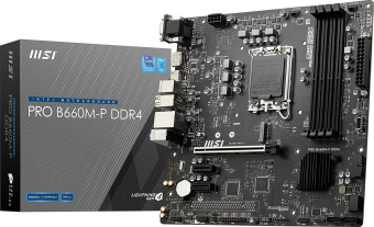 Материнская плата MSI PRO B660M-P DDR4 Soc-1700 Intel B660 4xDDR4 mATX AC`97 8ch(7.1) GbLAN+VGA+HDMI+DP от магазина РЭССИ