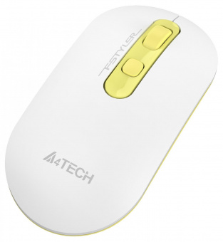Мышь A4Tech Fstyler FG20 Daisy белый/желтый оптическая (2000dpi) беспроводная USB для ноутбука (4but) от магазина РЭССИ