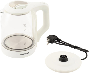 Чайник электрический Starwind SKG1056 1.8л. 2000Вт белый/прозрачный корпус: стекло от магазина РЭССИ