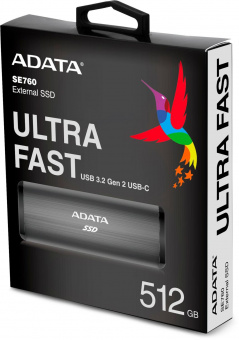 Накопитель SSD A-Data USB-C 512Gb ASE760-512GU32G2-CTI SE760 1.8" серый от магазина РЭССИ
