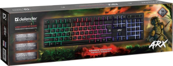 Клавиатура Defender Arx GK-196L RU черный USB for gamer LED от магазина РЭССИ