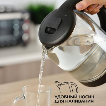 Чайник электрический Scarlett SC-EK27G90 1.7л. 1800Вт черный корпус: стекло от магазина РЭССИ