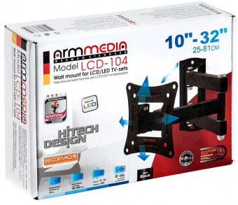 Кронштейн для телевизора Arm Media LCD-104 черный 10"-32" макс.15кг настенный поворотно-выдвижной и наклонный от магазина РЭССИ