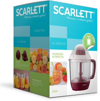 Соковыжималка цитрусовая Scarlett SC-JE50C08 25Вт рез.сок.:1200мл. красный/белый от магазина РЭССИ