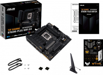 Материнская плата Asus TUF GAMING B760M-PLUS WIFI D4 Soc-1700 Intel B760 4xDDR4 mATX AC`97 8ch(7.1) 2.5Gg RAID+HDMI+DP от магазина РЭССИ