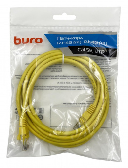 Патч-корд Buro UTP 4 пары cat5E CCA molded 3м желтый RJ-45 (m)-RJ-45 (m) от магазина РЭССИ