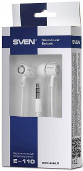 Наушники вкладыши Sven E-110 1.2м белый проводные в ушной раковине (SV-016258) от магазина РЭССИ