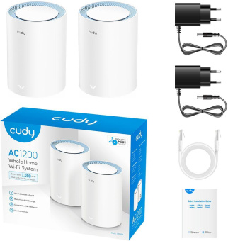 Бесшовный Mesh роутер Cudy M1200(2-Pack) AC1200 10/100BASE-TX белый (упак.:2шт) от магазина РЭССИ