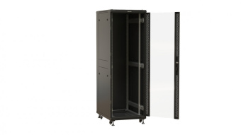 Шкаф серверный Hyperline (TTBR-3268-AS-RAL9004) напольный 32U 600x800мм пер.дв.перфор. задн.дв.спл.стал.лист 2 бок.пан. 1000кг черный 710мм 1610мм IP20 сталь от магазина РЭССИ