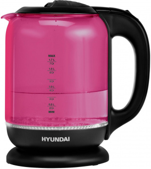 Чайник электрический Hyundai HYK-G4808 1.8л. 2200Вт малиновый/черный (корпус: стекло) от магазина РЭССИ