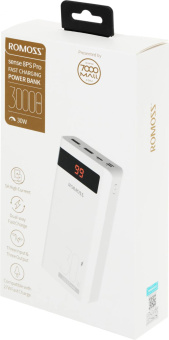 Мобильный аккумулятор Romoss Sense8PS Pro 30000mAh QC3.0/PD3.0 5A белый (1745988) от магазина РЭССИ