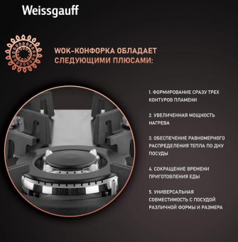 Газовая варочная поверхность Weissgauff HGG 431 XRV нержавеющая сталь от магазина РЭССИ
