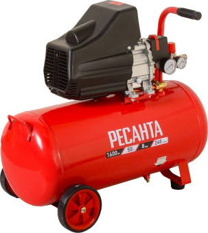 Компрессор поршневой Ресанта КП-50/240М масляный 240л/мин 50л 1600Вт красный/черный от магазина РЭССИ