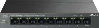 Коммутатор TP-Link LS109P 9x100Мбит/с 8PoE 8PoE+ 63W неуправляемый от магазина РЭССИ
