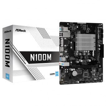 Материнская плата Asrock N100M 1xDDR4 mATX AC`97 6ch(5.1) GbLAN+VGA+HDMI+DP от магазина РЭССИ