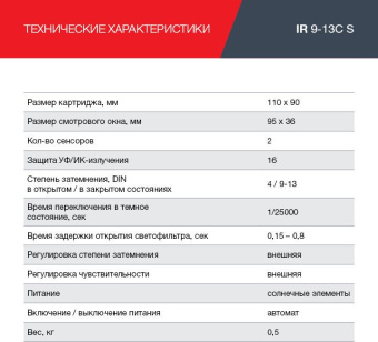 Маска сварщика Fubag IR 9-13C S филь.:хамел. см.экр.95x36мм серебристый (38076) от магазина РЭССИ