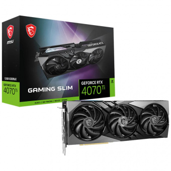 Видеокарта MSI PCI-E 4.0 RTX 4070 Ti GAMING SLIM 12G NVIDIA GeForce RTX 4070TI 12288Mb 192 GDDR6X 2730/21000 HDMIx1 DPx3 HDCP Ret от магазина РЭССИ