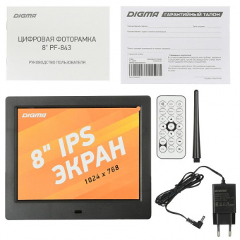 Фоторамка Digma 8" PF-843 IPS 1024x768 черный пластик ПДУ Видео от магазина РЭССИ