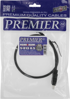 Кабель соединительный аудио-видео Premier 5-813 HDMI (m)/HDMI (m) 0.5м. феррит.кольца черный (5-813 0.5) от магазина РЭССИ