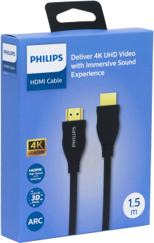 Кабель аудио-видео Philips 4K 60 Гц Ultra HD HDMI (m)/HDMI (m) 1.5м. позолоч.конт. черный (SWV4110/56) от магазина РЭССИ