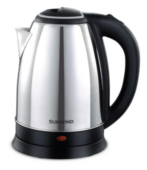 Чайник электрический SunWind SUN-K-001 1.8л. 1500Вт серебристый/черный (корпус: нержавеющая сталь/пластик) от магазина РЭССИ