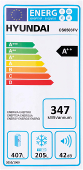 Холодильник Hyundai CS6503FV 2-хкамерн. черное стекло инвертер от магазина РЭССИ