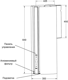Вытяжка каминная Lex TORO 350 белый управление: кнопочное (1 мотор) от магазина РЭССИ
