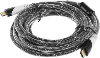 Кабель аудио-видео HDMI (m)/HDMI (m) 5м. феррит.кольца позолоч.конт. серый от магазина РЭССИ