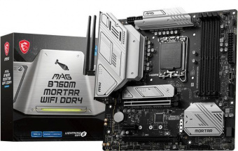 Материнская плата MSI MAG B760M MORTAR WIFI DDR4 Soc-1700 Intel B760 4xDDR4 mATX AC`97 8ch(7.1) 2.5Gg+HDMI+DP от магазина РЭССИ
