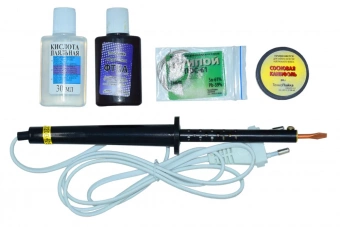 Набор для пайки №2( флюсы, припой+паяльник) от магазина РЭССИ