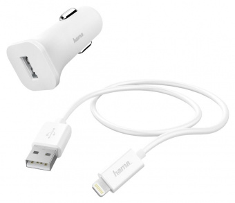 Автомобильное зар./устр. Hama H-183291 1A для Apple кабель Apple Lightning белый (00183291) от магазина РЭССИ