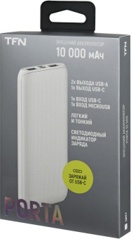 Мобильный аккумулятор TFN Porta PB-247 10000mAh 2.1A белый (TFN-PB-247-WH) от магазина РЭССИ