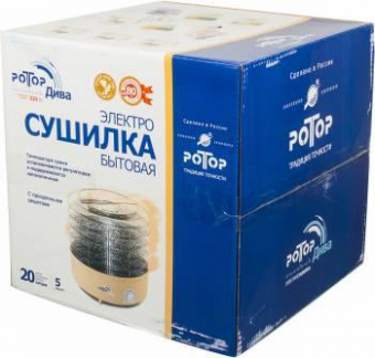 Сушка для фруктов и овощей Ротор Дива СШ-007-10 5под. 520Вт прозрачный от магазина РЭССИ
