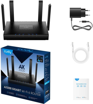 Роутер беспроводной Cudy WR3000 AX3000 10/100BASE-TX/Wi-Fi черный от магазина РЭССИ