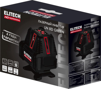 Нивелир лазерн. Elitech LN 8D GREEN 2кл.лаз. 520нм цв.луч. зеленый 5луч. (204735) от магазина РЭССИ