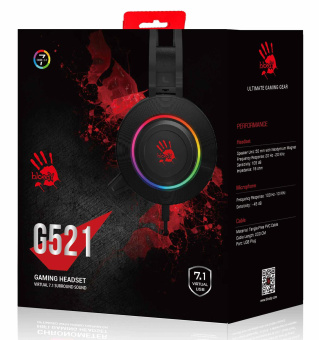 Наушники с микрофоном A4Tech Bloody G521 черный 2.3м мониторные USB оголовье (G521 (BLACK)) от магазина РЭССИ